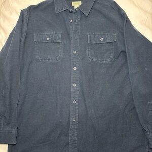 LL Bean Mens Long Sleeve Size XXL Tall Navy Blue Cotton Barn Chore Workwear